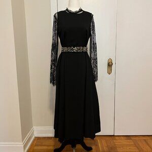 Mock-Neck Sheer Laced Dress